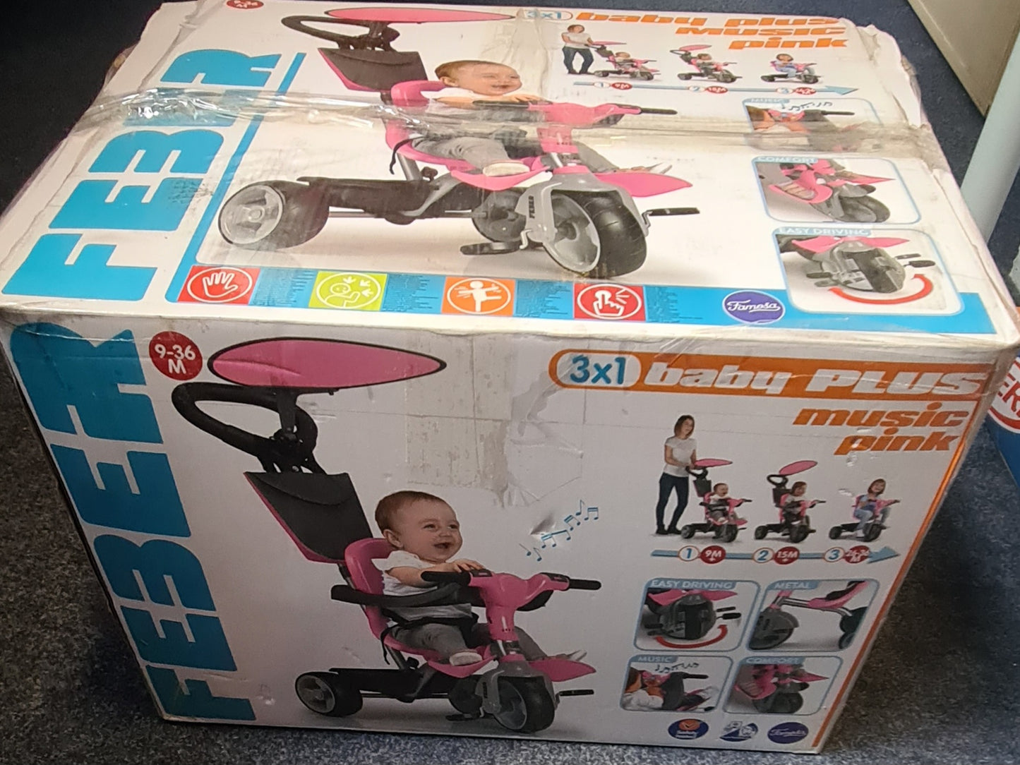 FEBER Baby Plus Music Tricicleta 3-in-1, 9 luni-3 ani