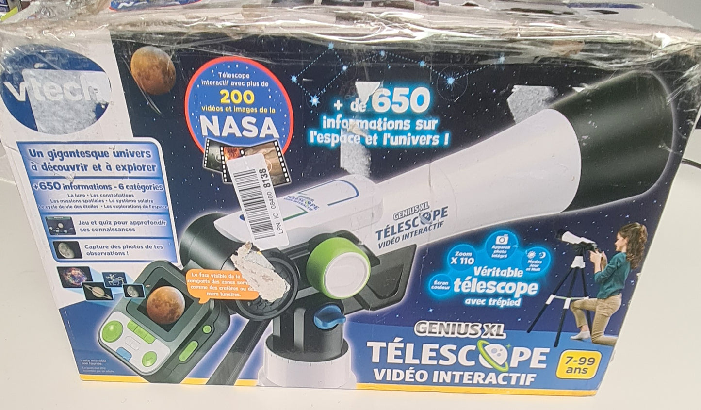 VTech - Telescopul video interactiv Genius XL, telescop pentru copii cu ecran digital color, in limba frnceza