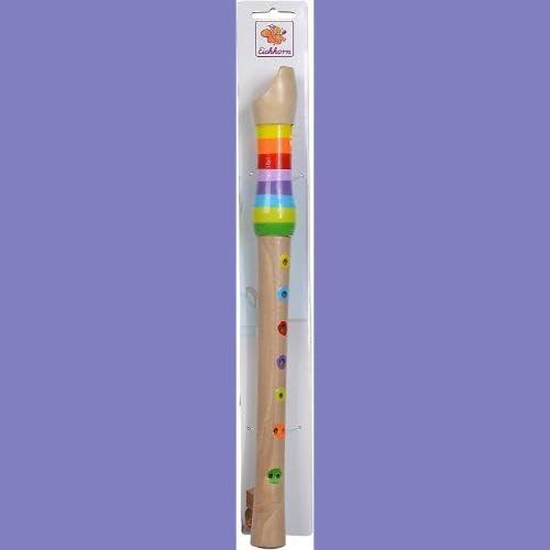 Eichhorn - Flaut din lemn colorată cu 7 găuri, inclusiv carte de cântece cu 3 melodii, 32 cm, recomandată de la 4 ani