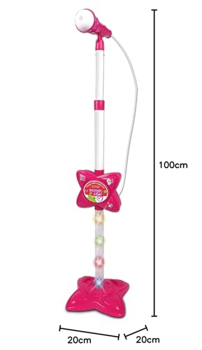 Bontempi | MP3Stage Mic - Microfon de scenă cu conexiune MP3 pentru performanțe versatile, Floare roz, 200x200x1000 mm