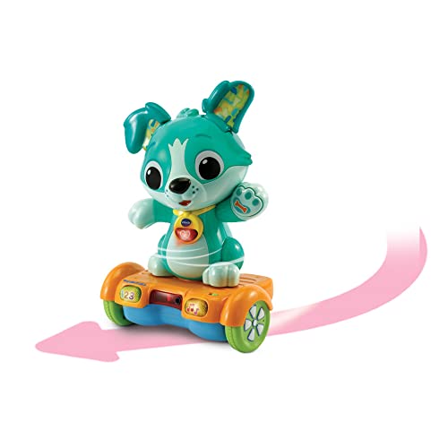 VTech Baby Câine Fang-mich – Hoverboard animat pentru mișcare – Cu urechi care se mișcă, melodii, sunete și conținut educativ – Pentru copii de 12-36 luni