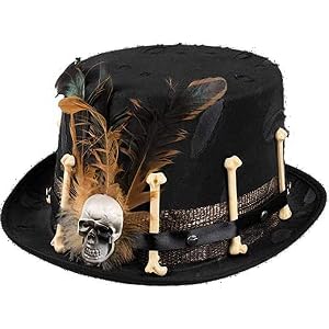 Boland 72181 - Hut Voodoo Nana, cilindru cu oase, pene și craniu, pălărie, vindecător minunat, costum, carnaval, petrecere tematică