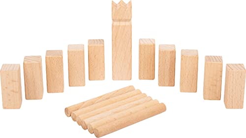 Small Foot Company - 11356 Vikingo Mini-Kubb, Set Extra Compact de 17 Piese din lemn cu Sac de Depozitare