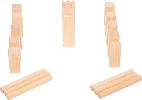 Small Foot Company - 11356 Vikingo Mini-Kubb, Set Extra Compact de 17 Piese din lemn cu Sac de Depozitare