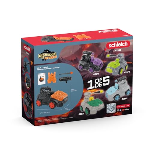Schleich 42668 Lava-Crashmobil cu Mini Creatură, de la 7 ani, ELDRADOR CREATURES - Set de joc, 17 piese