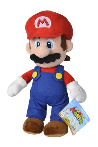 Super Mario Pluș - Figurina 30cm, moale, Nintendo, personaj din jocul celebru, potrivită încă din primele luni de viață, Albastră