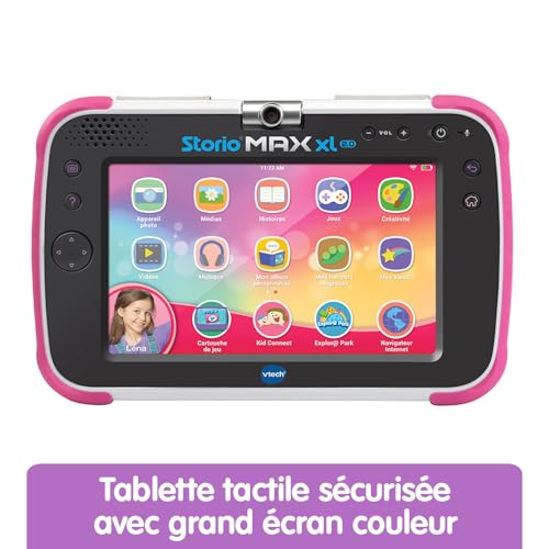VTech – Tablet Storio Max XL 2, Roz – Tabletă pentru copii de 7 inch cu funcție de învățare – versiune în franceză