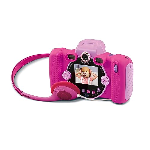 VTech KidiZoom Duo FX Roz, cameră digitală pentru copii, foto, selfie, video, display color, studio de benzi desenate, filtre și efecte amuzante, cadou pentru copii de 4-12 ani