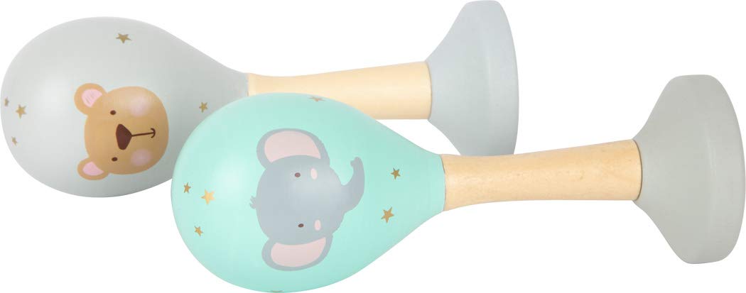 Maracas din lemn pastel Small Foot, jucărie pentru bebeluși cu formă plăcută la atingere, pentru bebeluși și copii mici, 11886