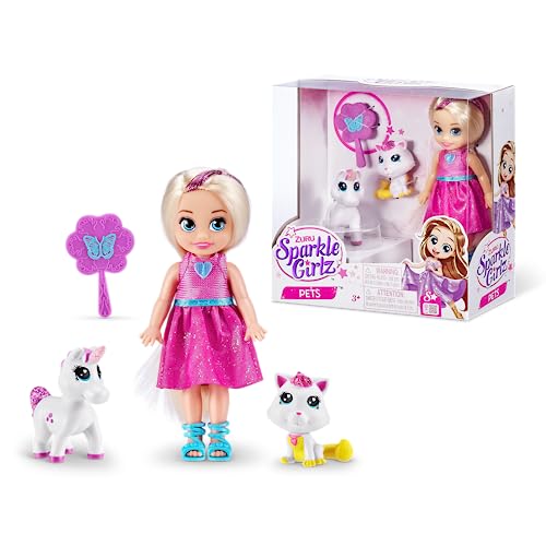 Sparkle Girlz 11,5 cm Prințesă cu Animaluțe, Păpuși de Modă de Colecție cu Jucării pentru Animaluțe, Păpuși Prințesă