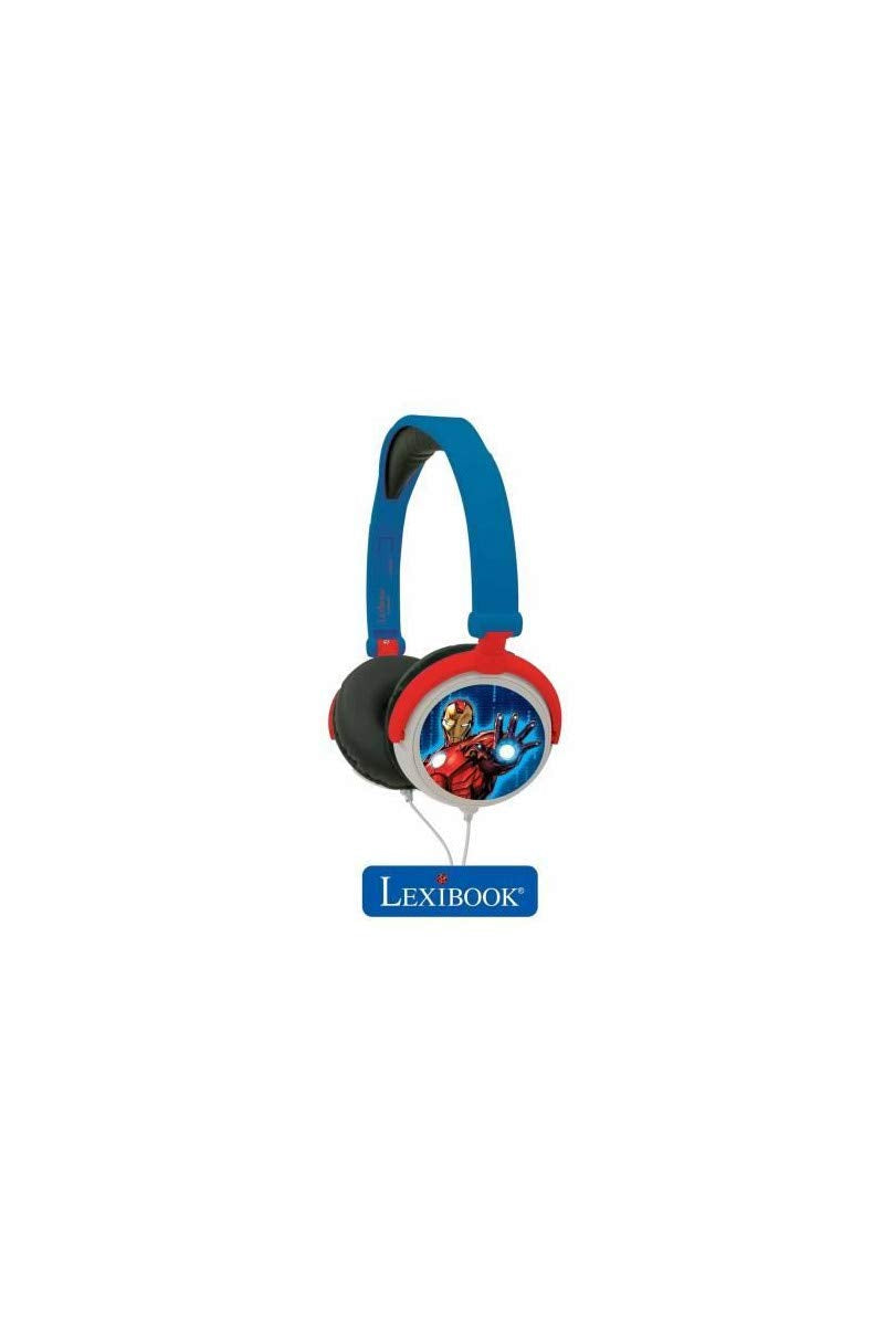 Căști audio Lexibook HP010AV Avengers Marvel, Vengadores - căști stereo cu diademă ajustabilă și pliabilă, culoare albastră, dimensiuni 20.4 x 16.8 x 7.3 cm