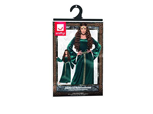 Costum de Domniță Medievală Smiffys, Verde, cu Rochie și Accesorii pentru Cap