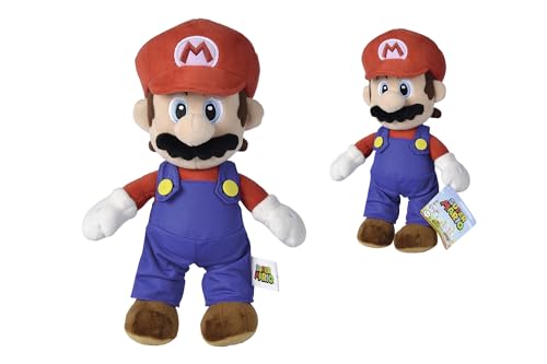 Super Mario Pluș - Figurina 30cm, moale, Nintendo, personaj din jocul celebru, potrivită încă din primele luni de viață, Albastră