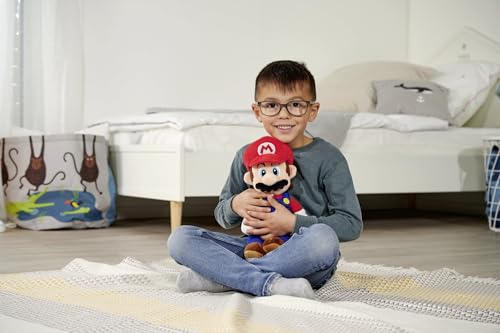 Super Mario Pluș - Figurina 30cm, moale, Nintendo, personaj din jocul celebru, potrivită încă din primele luni de viață, Albastră