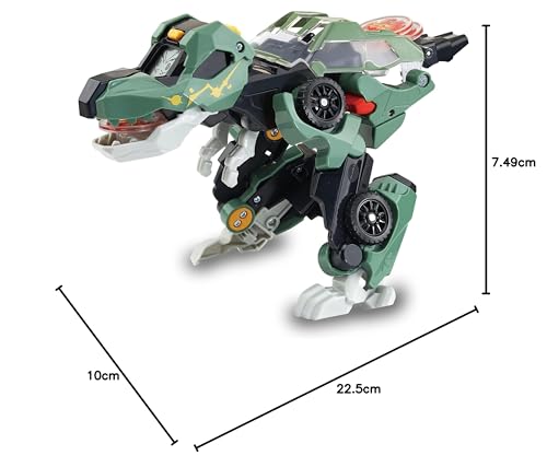VTech Switch and Go Dinos Launcher T-Rex – Dino-Auto Transformer 2-in-1 cu efecte sonore și luminoase – Cu dispozitiv de lansare – Pentru copii 3-8 ani, verde
