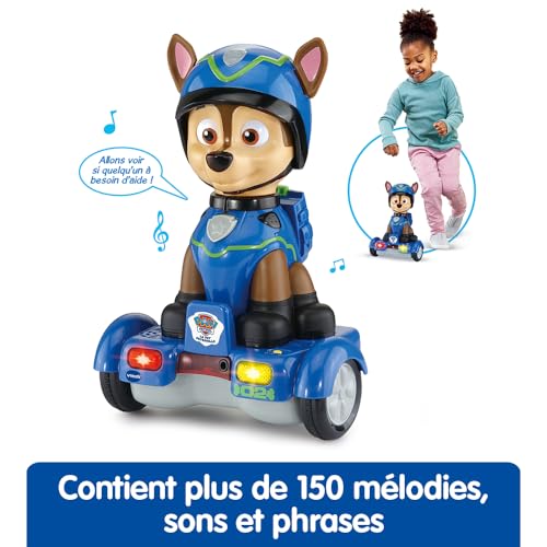 VTech - Hoverboard-ul lui Chase din Paw Patrol, figurina interactivă de 26 cm, jucărie electronică cu sunete și lumini, cadou pentru copii de 2-6 ani.