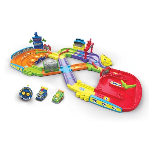 VTech - TUT TUT Bolides, Primul meu circuit de curse cu RC Auto Simon Super Champion și Auto Leo Bolide Turbo, 11 zone magice, Cadou pentru copii 1-5 ani