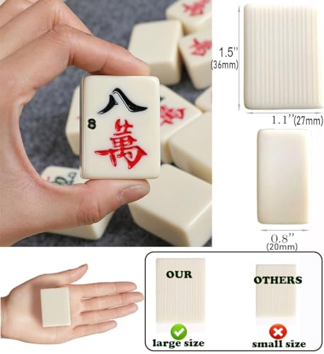 Set Mahjong LANYOTA - 146 Piese, Culoare Fildeș, cu Numere Arabe, Joc Chinezesc Mahjong