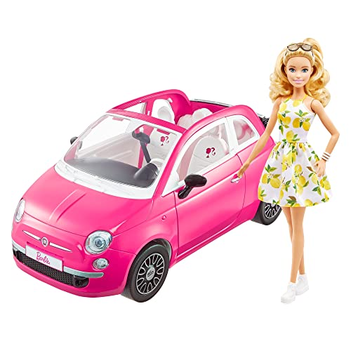 Barbie papusa cu masina Fiat 500 (Mattel HGV03)