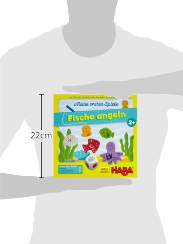 HABA Pești de prins – Primele mele jocuri – Joc de pescuit din lemn pentru copii de la 2 ani – Dezvoltă motricitatea fină, jocul liber, învățarea și diferențierea culorilor – 1004983001