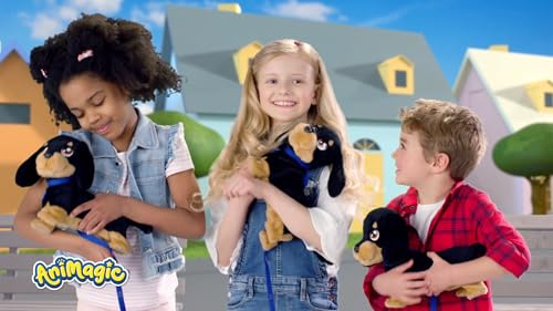 ANIMAGIC Waggles - Peluche Interactiv Câine Dachshund pentru Copii de la 2 Ani - Jucărie Electronică cu Sunet și Mișcare - Ladă și Mână Coada - Adorabil și Distractiv