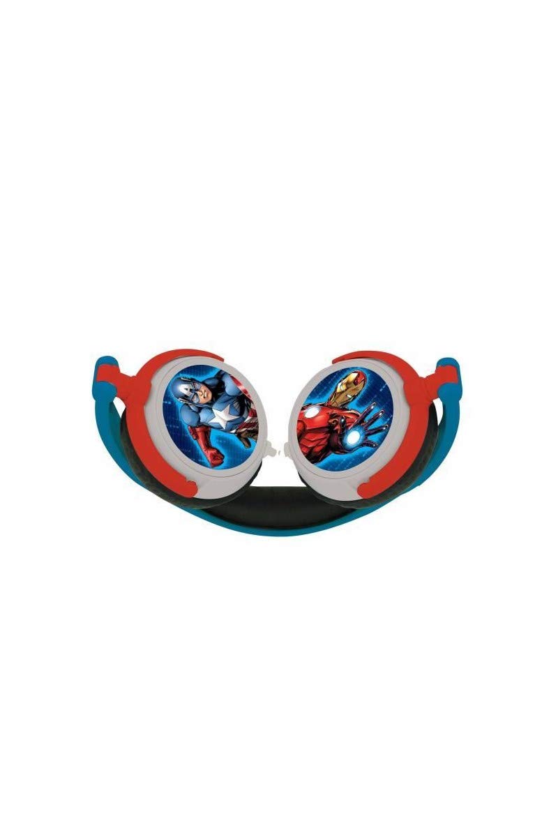 Căști audio Lexibook HP010AV Avengers Marvel, Vengadores - căști stereo cu diademă ajustabilă și pliabilă, culoare albastră, dimensiuni 20.4 x 16.8 x 7.3 cm