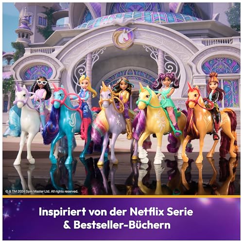Academia Unicornilor - Figurine originale Wildstar și Sophia de 12 cm din seria Netflix, cu unicorn Wildstar și lumină magică în culori de curcubeu, pentru copii de la 4 ani.