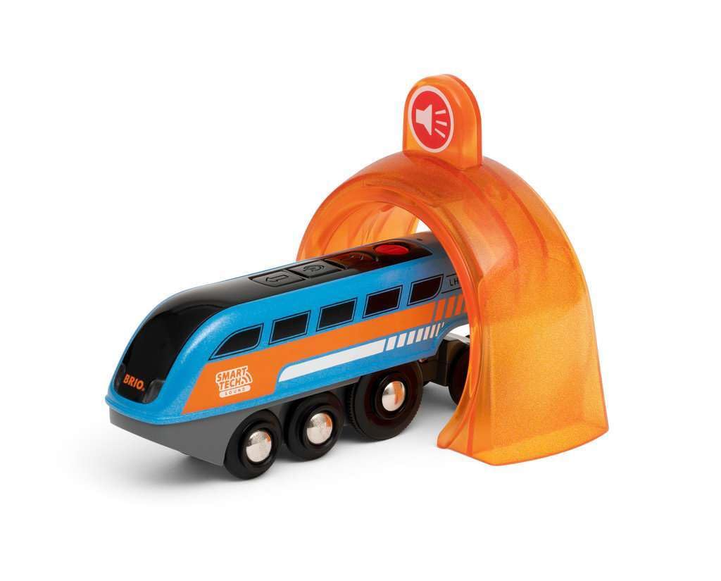 BRIO World 33971 Tren Electric cu Sunete Smart Tech și Funcție de Înregistrare, cu Tunel - Jucărie Interactivă Recomandată de la 3 Ani