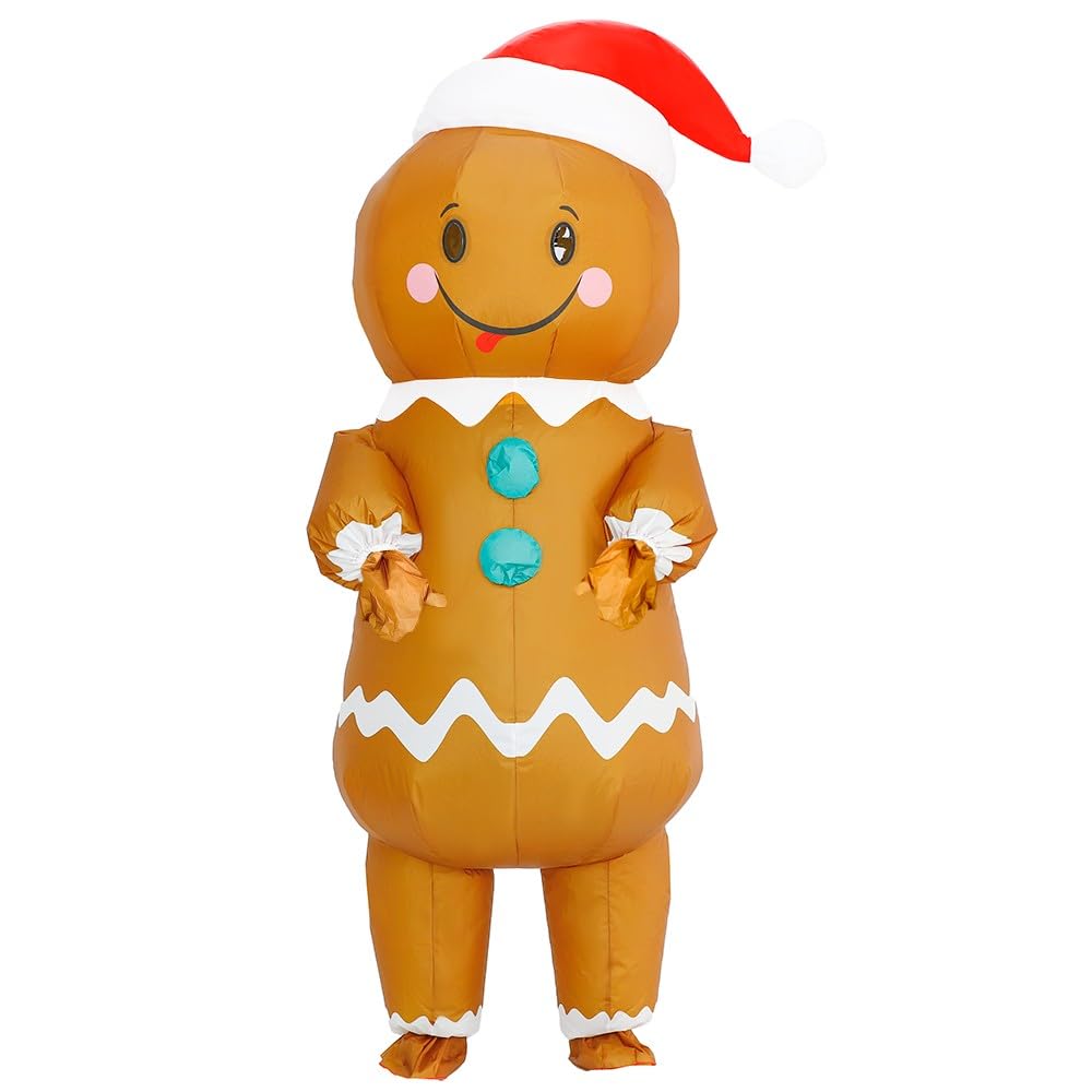 Costum de Crăciun Gonflabil pentru Adulți, Unisex, Costum de Elf, Costum de Om de Zăpadă, Costum de Crăciun, Cosplay Amuzant (Om de Turta Dulce)