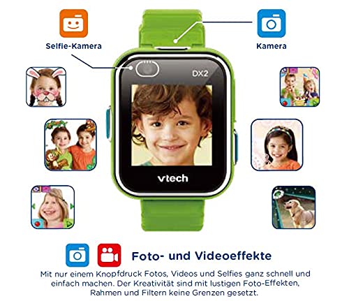 Ceas inteligent VTech KidiZoom DX2 albastru – Ceas pentru copii cu touchscreen, două camere pentru selfie-uri și multe altele – Potrivit pentru copii de 5-12 ani