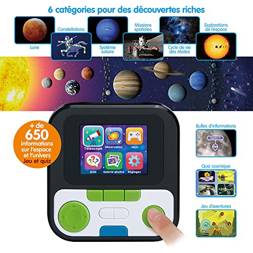VTech - Telescopul video interactiv Genius XL, telescop pentru copii cu ecran digital color, in limba frnceza