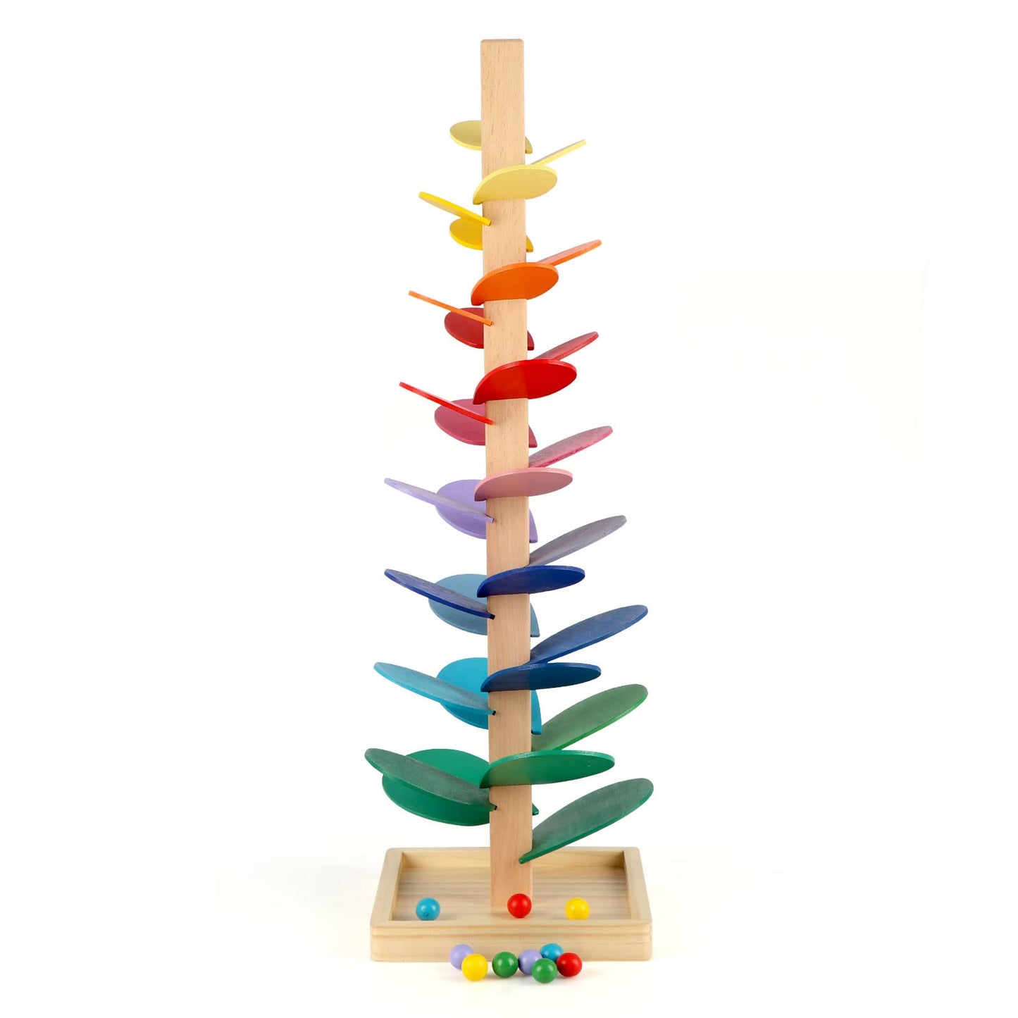 Jucărie muzicală din lemn Wondertoys - Copacul cântător cu pistă pentru bile, joc pentru copii băieți și fete