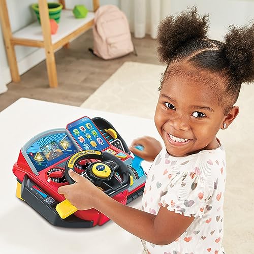 VTech - Super Turbo-Konsole, simulator de condus cu display colorat, curse auto, învățare și jocuri, cadou pentru copii 3-8 ani – conținut în limba franceză