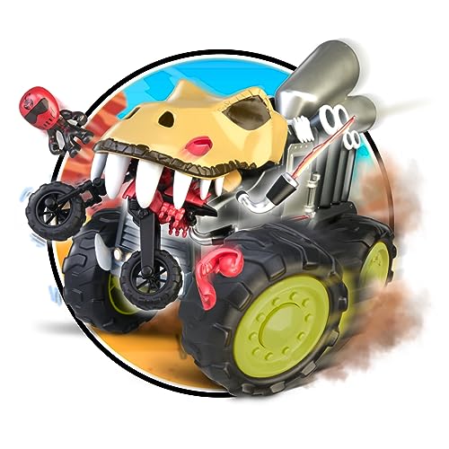 Swap Riders - Camion KRONO REX, Monster Truck, vehicul de curse, tematică dinosaur T-Rex, 1 figură exclusivă Rider, fichițe interschimbabile, pentru băieți și fete + 4 ani, Famosa (WAP00000)
