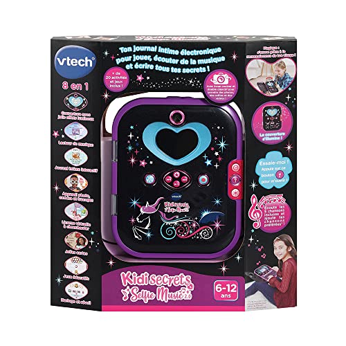 VTech KidiSecrets Selfie Music 2.0 Negru – Jurnal electronic cu recunoaștere facială – 6-12 ani – Versiune FR