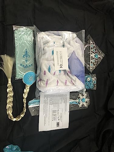 Rochie de prințesă ELSA pentru fete cu accesorii - Costum de Crăciun, Halloween, Carnaval, petrecere de ziua de naștere.