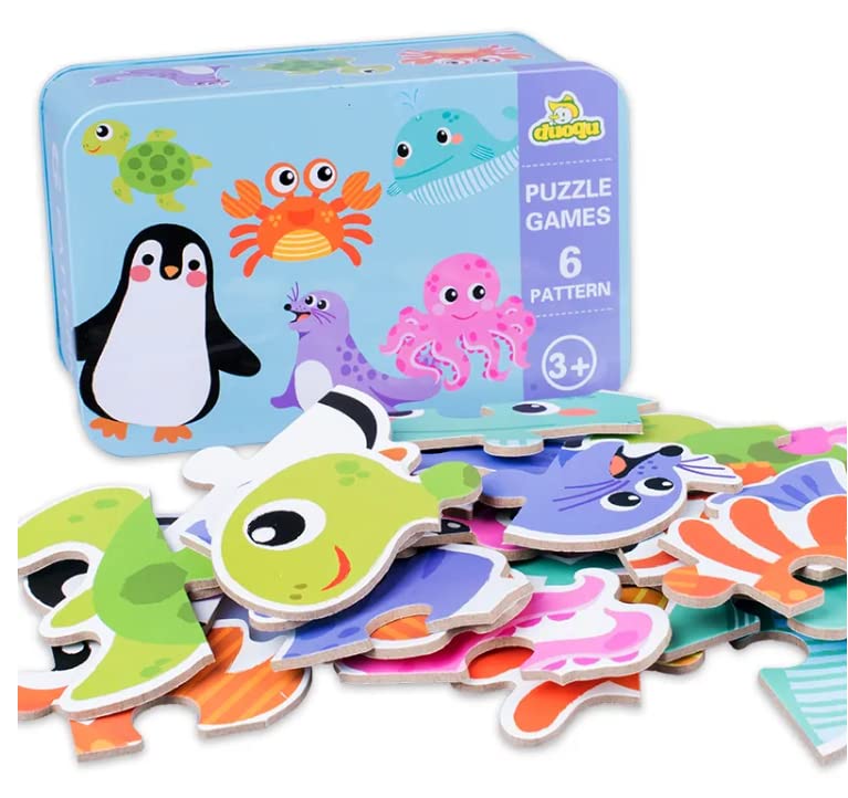 STIGORVI Puzzle lemn animale marine, 3+ ani
