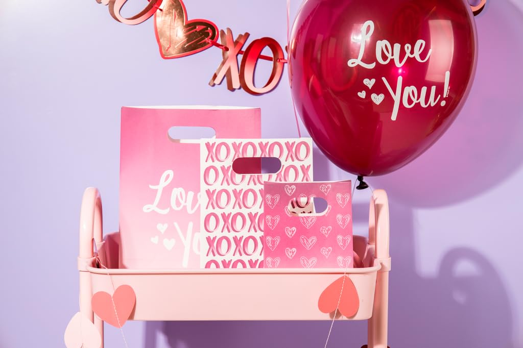 Pungi cadou romantice Ombre Love - 3 bucăți, ideale pentru nunți, Valentine's Day sau Ziua Mamei, Multicolor