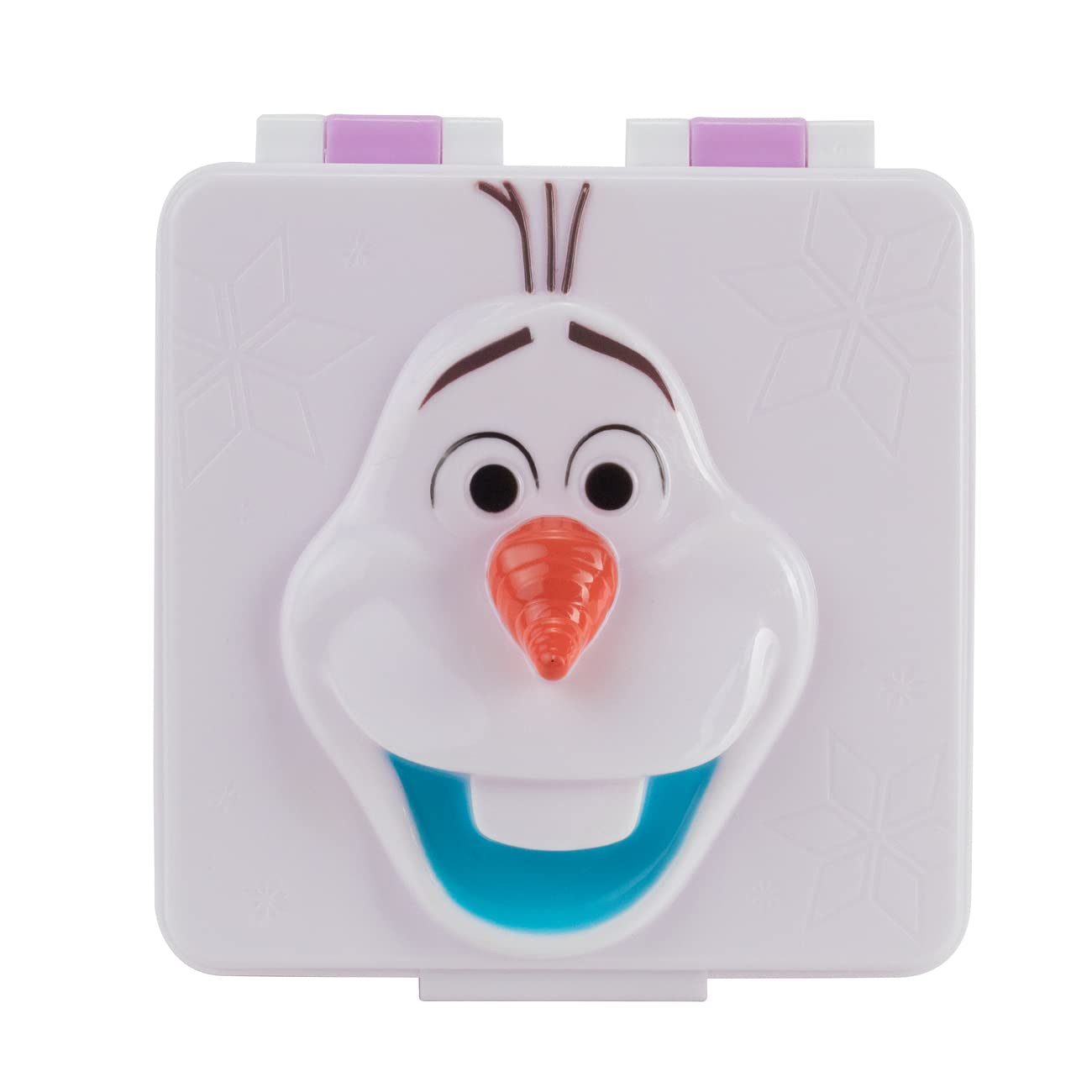 Fiambrera Infantil Frozen cu design 3D de Olaf pe capac, Cutie de Prânz din plastic cu un compartiment și închidere cu clip, dimensiuni aproximative 15 x 14 x 8 cm, culoare Roz-Alb (33873)