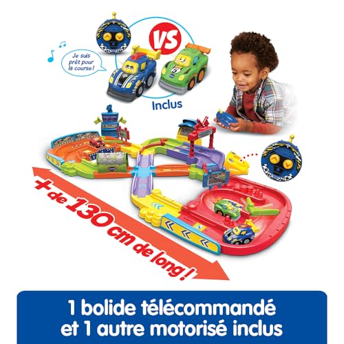 VTech - TUT TUT Bolides, Primul meu circuit de curse cu RC Auto Simon Super Champion și Auto Leo Bolide Turbo, 11 zone magice, Cadou pentru copii 1-5 ani