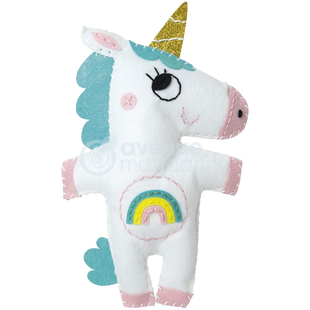 Avenue Mandarine KC066C Păpușa Little Couz'In, Set de cusut (ideal pentru copii de la 6 ani) - 1 bucată Alicia, unicorn