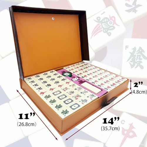 Set Mahjong LANYOTA - 146 Piese, Culoare Fildeș, cu Numere Arabe, Joc Chinezesc Mahjong