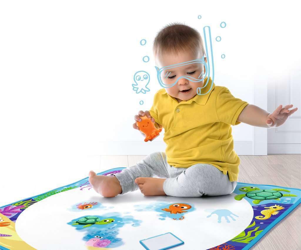 Ravensburger 4568 Aquadoodle Magic Ocean - Stamping și explorare fără pete cu apă - Set de ștampile cu covor magic pentru bebeluși de la 12 luni, jucărie pentru copii de la 1 an