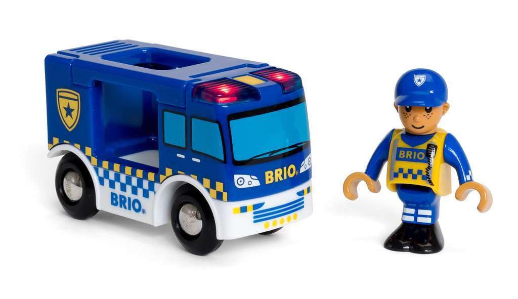 BRIO World - 33825 - Mașină de poliție cu lumină și sunet - Tren de jucărie pentru copii de la 3 ani, jucărie poliție de la 3 ani