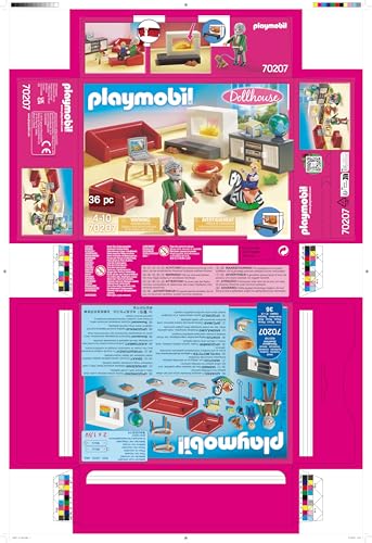 PLAYMOBIL Casa de Păpuși 70207 - Living Confortabil cu Efect de Lumină, Recomandat de la 4 Ani