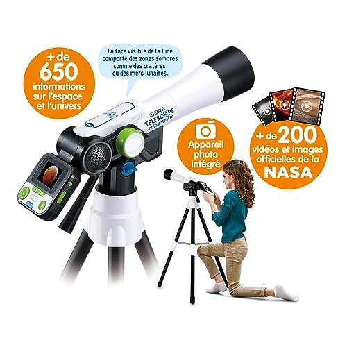 VTech - Telescopul video interactiv Genius XL, telescop pentru copii cu ecran digital color, in limba frnceza