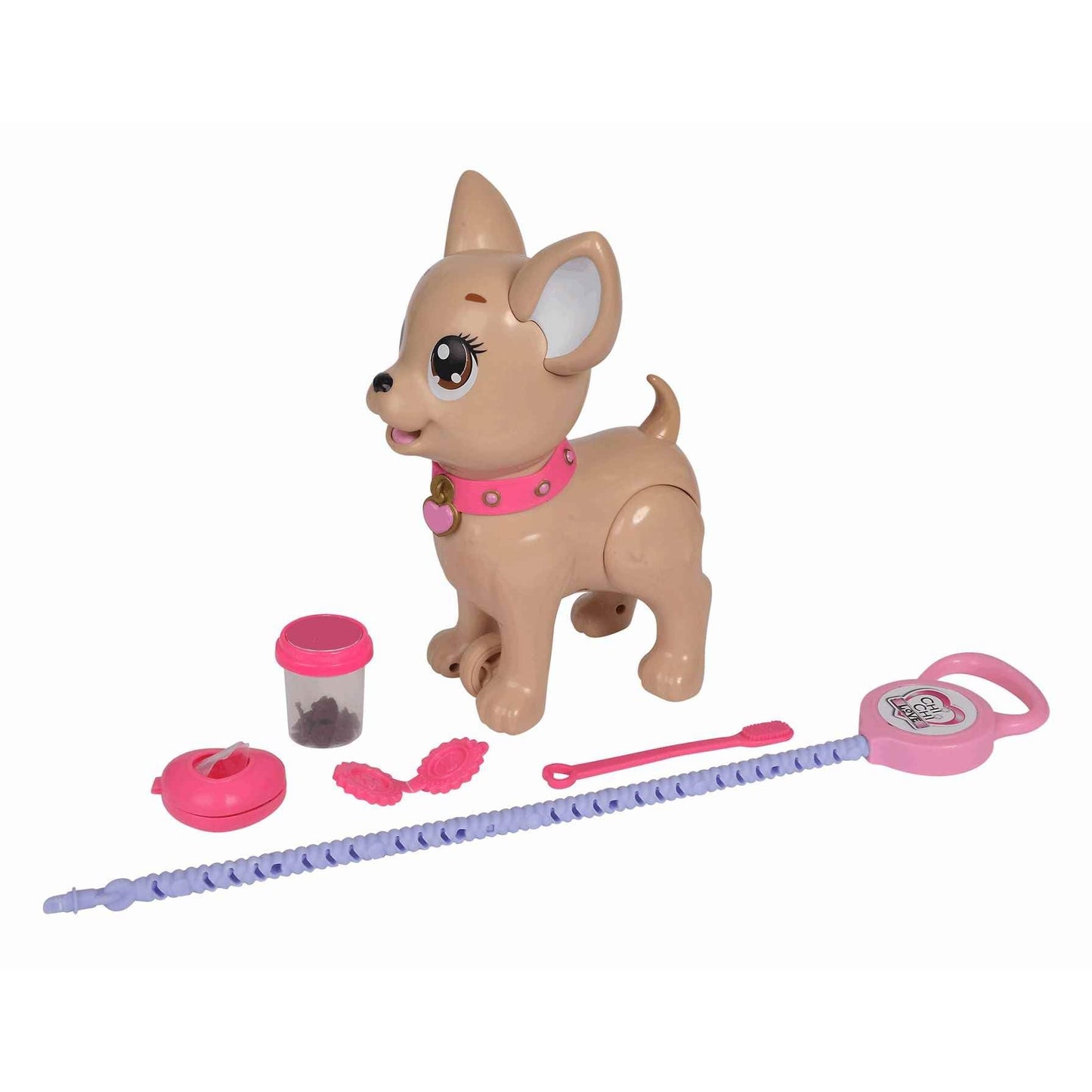 Simba 105893264 - ChiChi Love PooPoo Puppy Chihuahua Jucărie din Plastic cu Lesă, Gustări și Accesorii, pentru Copii de la 3 Ani
