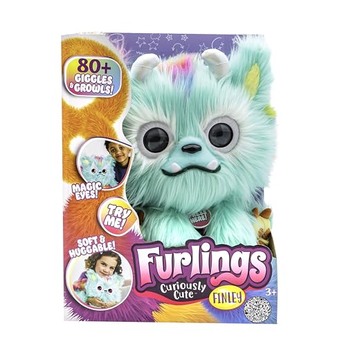 Furlings Finley | Dragon de pluș interactiv pentru copii | Peste 80 de reacții realiste | Jucărie pentru copii de la 3 ani, cadou de ziua de naștere, teal