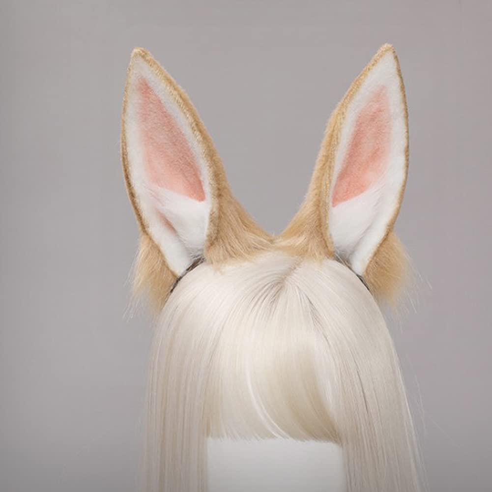 Camelliass Bentita cu urechi de iepure din plus flexibile Accesoriu de păr pentru cosplay alb