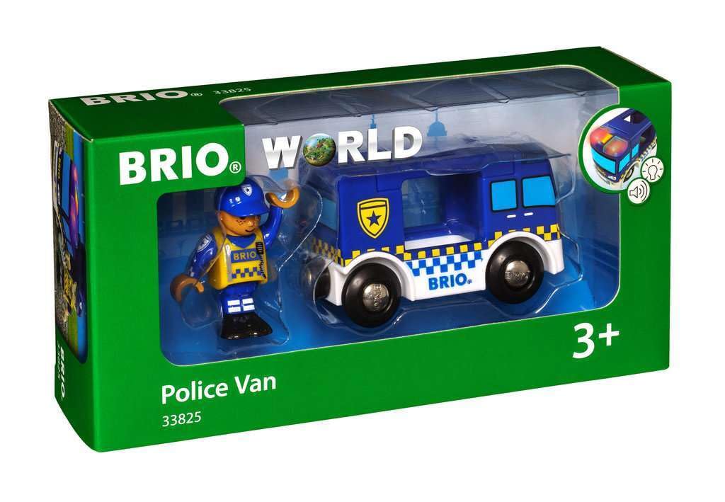 BRIO World - 33825 - Mașină de poliție cu lumină și sunet - Tren de jucărie pentru copii de la 3 ani, jucărie poliție de la 3 ani